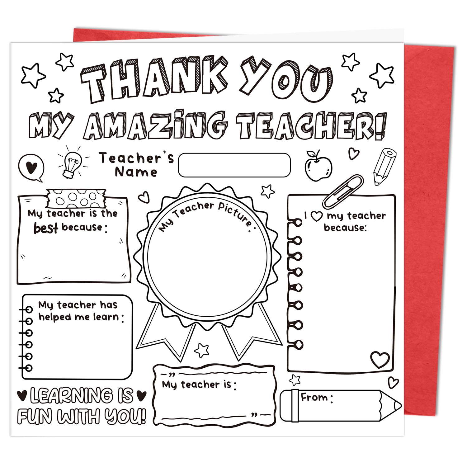 Luvart Teacher Card Gifts - DIY Thank you my Amazing Teacher Gifts Card for Nursery Teaching Assitant Woman Man, Thank you Appreciation Present for Educators End of the Year
