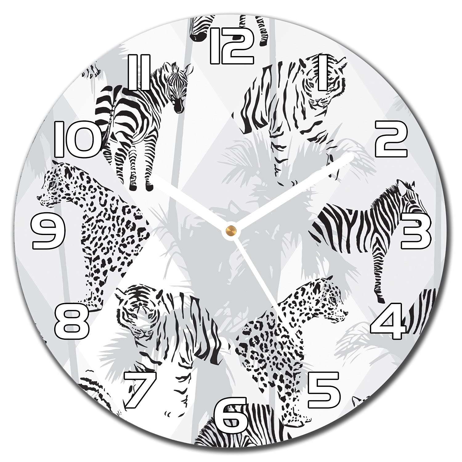 Horloge cuisine moderne en verre 30 cm motif forêt exotique