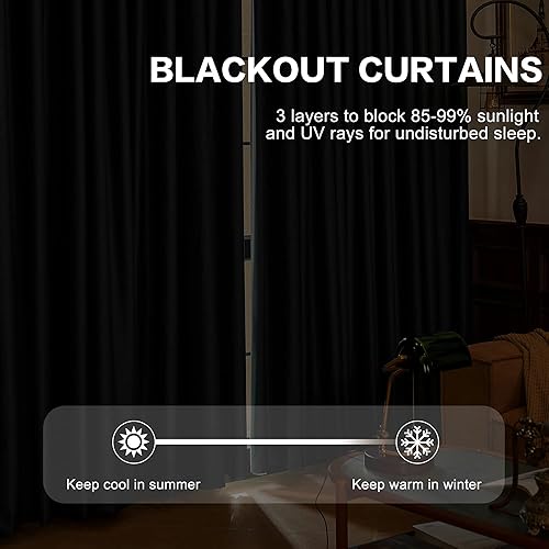 Miniatura 7 de Cortinas plisadas opacas con aislamiento térmico sólido de 96 pulgadas de largo, para sala de estar, patio, puerta, cortina para oscurecer la