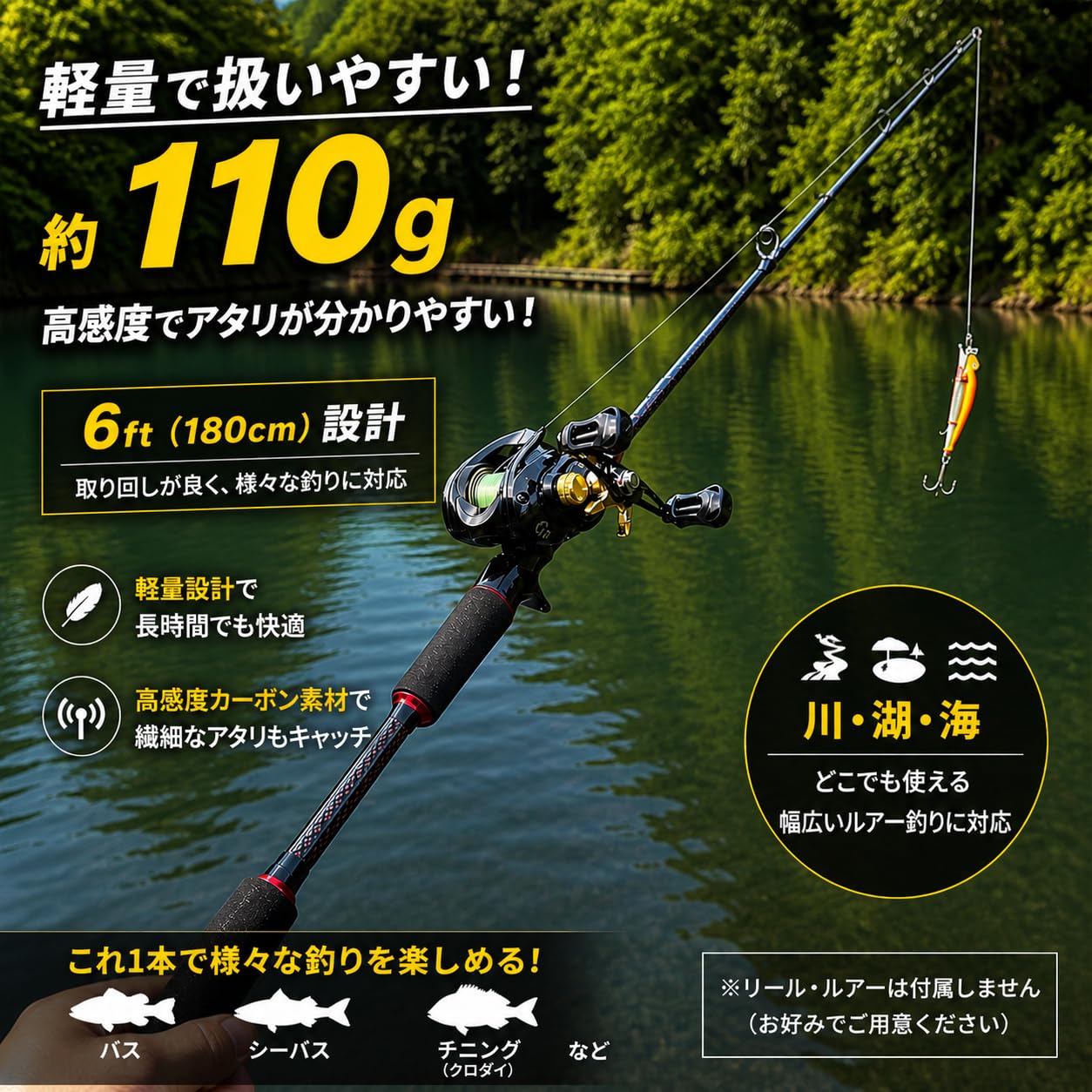 Amazon | VILTAGE/ベイト用 ルアーロッド / 約180cm 約6ft / 2ピース