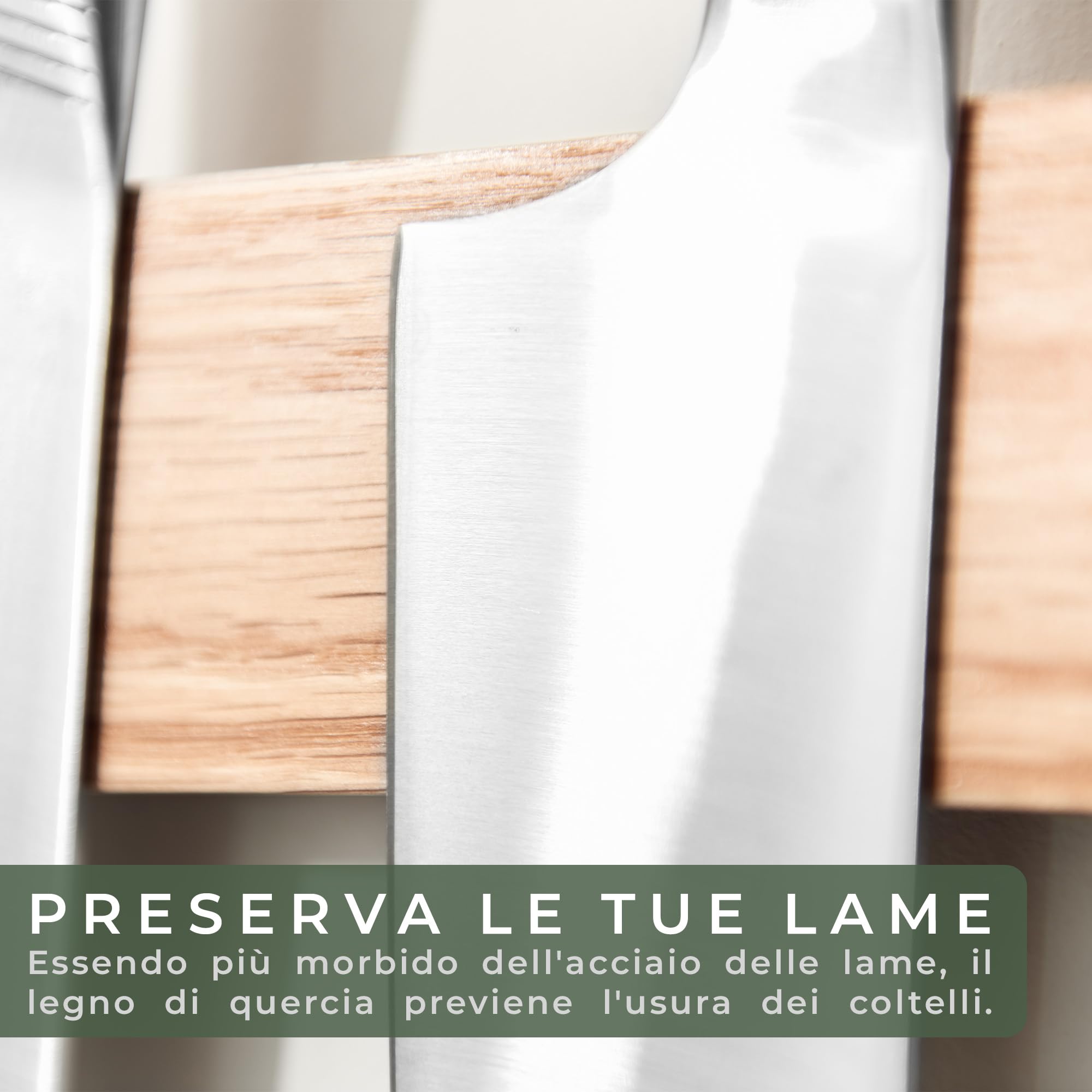 Barra Magnetica Per Coltelli In Legno Di Quercia - 40x5cm, Tenuta Forte - Montaggio A Parete Con Colla O Viti - Foto 5