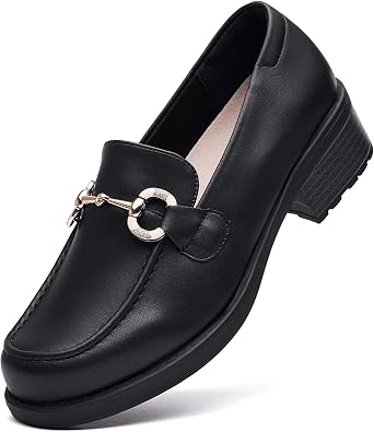 Womens Platform Chunky Loafers Slip-On Casual Dressy Shoes - Comfortable Lug Sole Work Office Casual Shoes