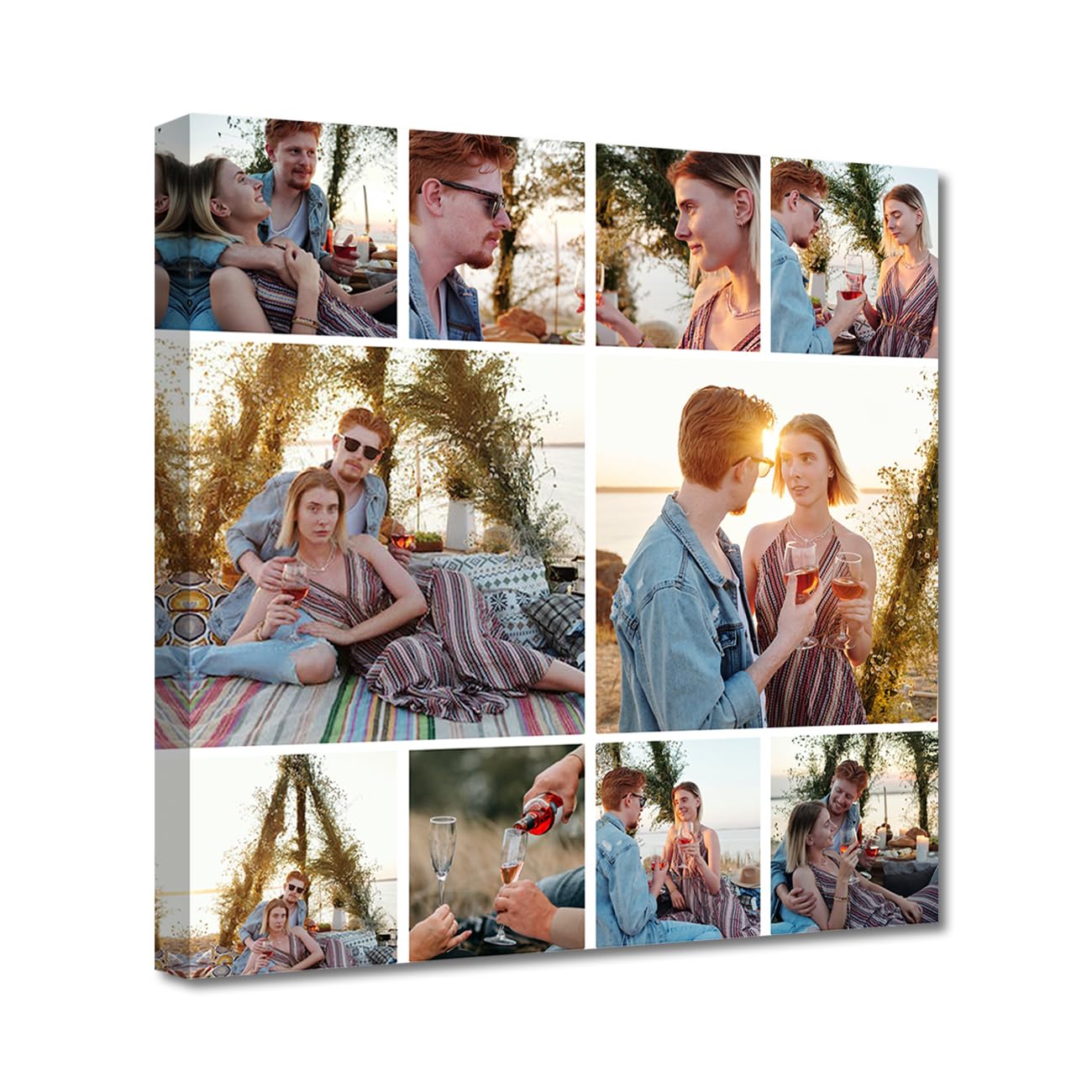 LZIMU Custom Photo Collage Personalized Pictures for Wall Customized Canvas Wall Art Print with Your Photos for Family Wedding Friends and Lovers (collage-7, 12.00" x 12.00")