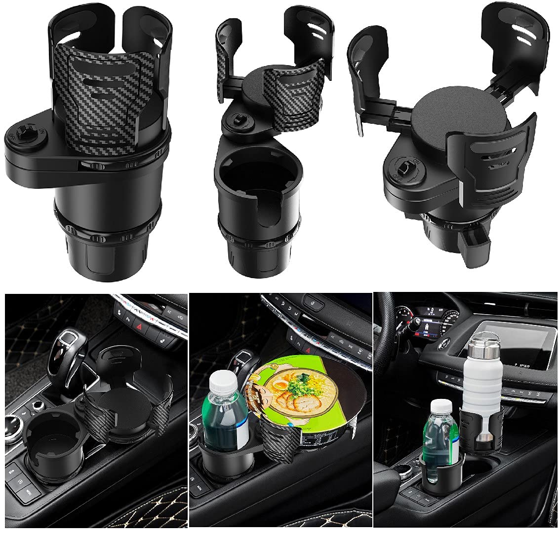 Huzz2 in 1 Multifunctional Cup Holder Expander for Car with 360 Rotating Adjustable Base, All Purpose Car Cup Holder Expander, Hold up to 17oz-20oz Bottled Coffee, Beverage Bottles by