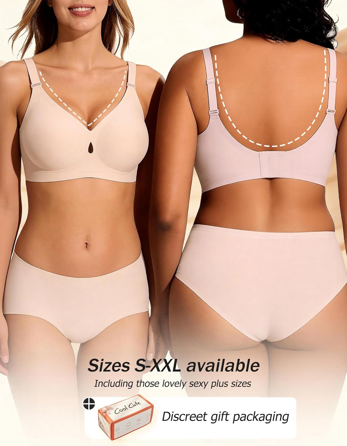 Jelly Wireless Bras for Women Sexy Comfortable Bra Bralettes V Neck No Underwire Bras Push Up Everyday Seamless Bra S XXL - Image 3