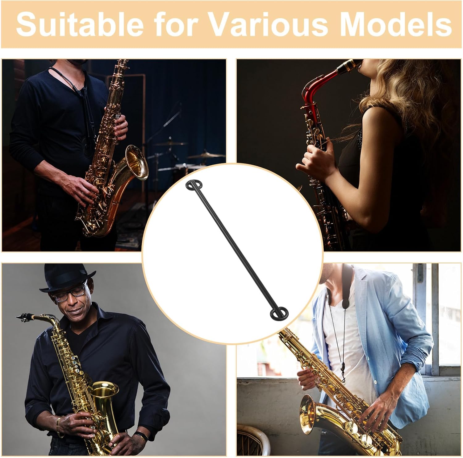 Metal Saxophone Shoulder Strap Mounting Bracket - Mounting Bar Rod for Neck Strap Musical Saxophone Instruments Accessory