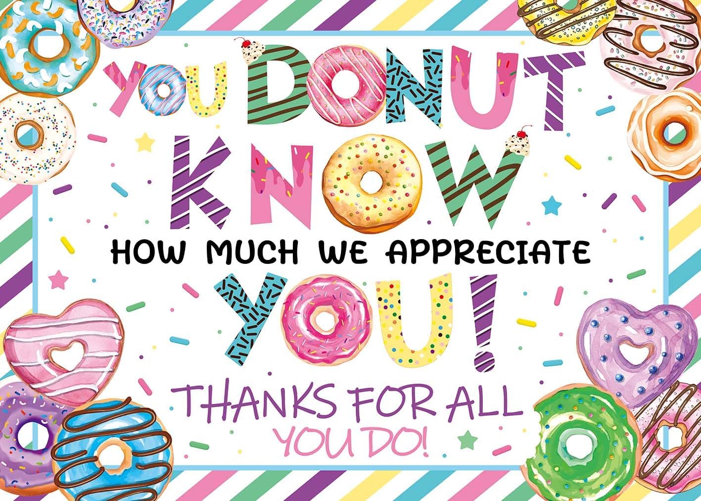 Doughnut Thank You Backdrop 6x4FT You Donut Know How Much We Appreciate You Background Thanks for All You Do Backdrop for Staff Employee Teachers Doctor Party Decoration Banner Photo Props