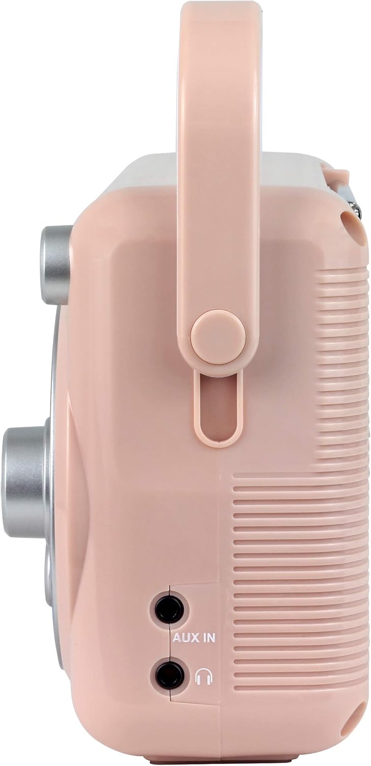 Studebaker SB2002RG Portable AM/FM Radio with Headphone Jack and aux-in Jack for Listening to Other Audio Sources (Rose Gold/White) : Electronics