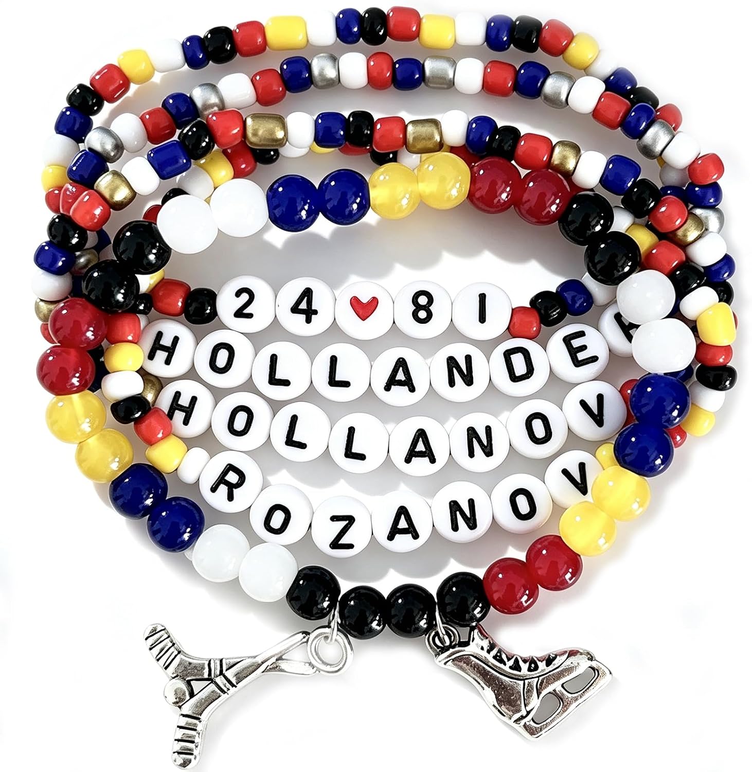 GLOONITY Heated Rivalry Merch Bracelets, 5 Bracelets with 2 Random Ilya and Shane Matching Stickers, 24 Love 81, Heated Rivalry Merch as Gift for Fans/BFF on Party/Birthday/Christmas, Jersey Outfits Accessories