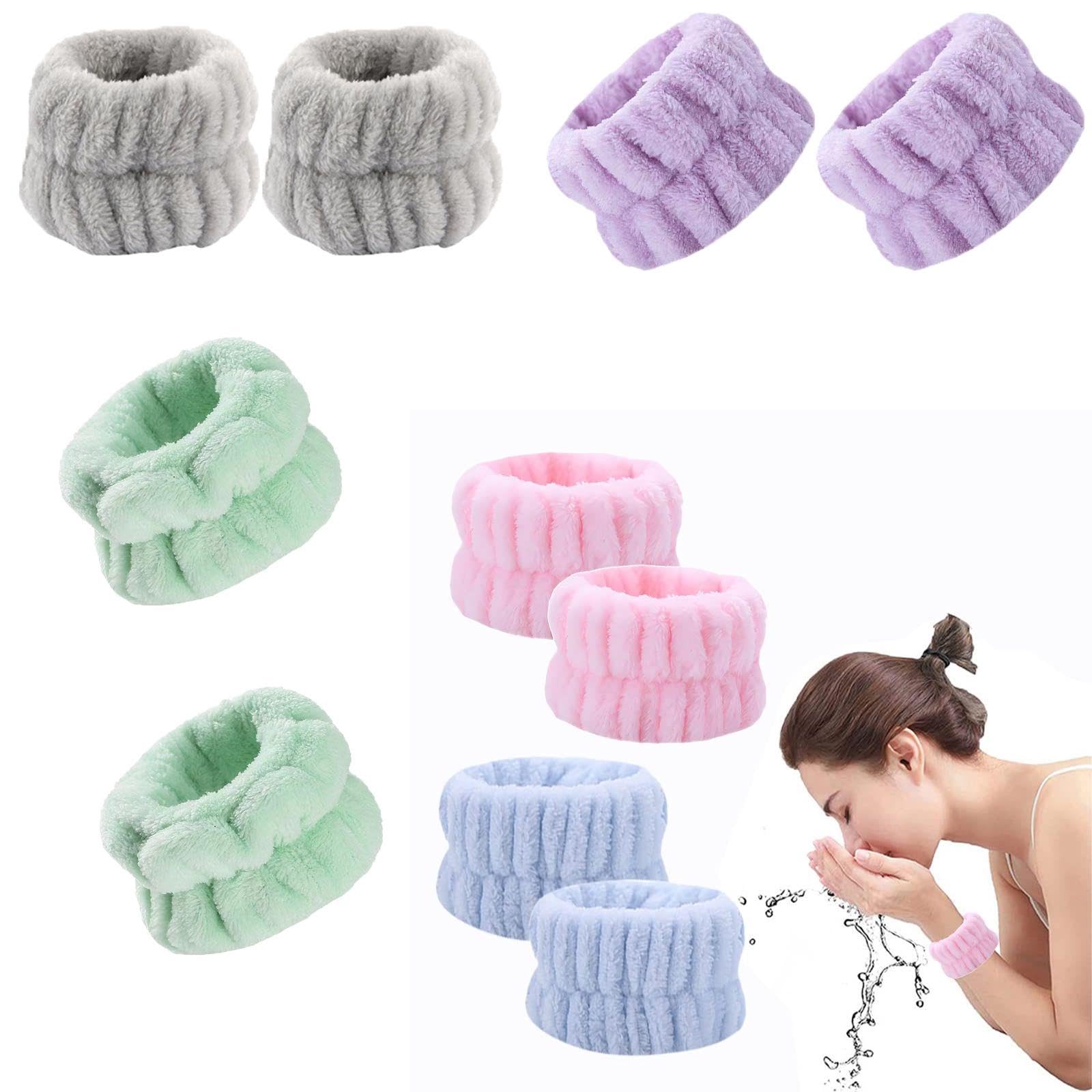 10 Pcs Coral Velvet Absorbent Wrist Sweatband, Face Washing Wrist Band for Girls, Prevent Water Down Arms, Multi Color Including Gray, Purple, Green, Pink, Light Blue-image-44