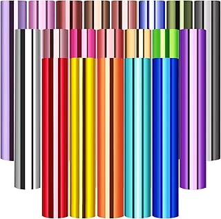 TECKWRAP Holographic Chrome Adhesive Craft Vinyl Sheets Metallic Adhesive Vinyl with Air Channels Precut Sheets 12' x 12' 20 Sheets/Pack for Craft Cutters,Sign Plotters