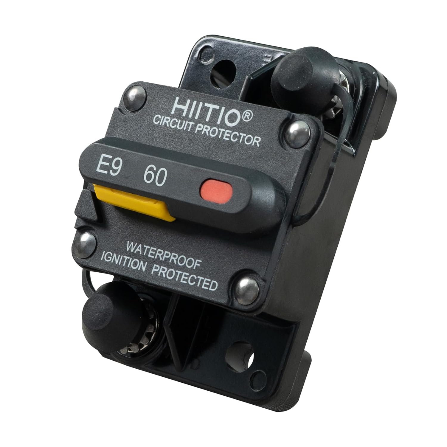 60 Amp Marine Circuit Breaker, IP67 Waterproof Handbook Reset Swap, 12V-48V DC Ignition Protected, for Boat Trolling Motor/Marine/Battery/Photo voltaic System, Suface Mount, CNAS Examined