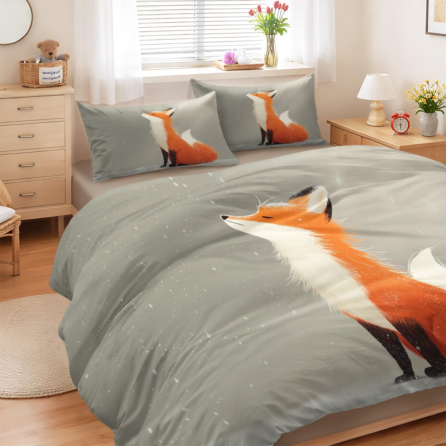 Housse de couette renard grand format pour lit enfant qui bouge la nuit