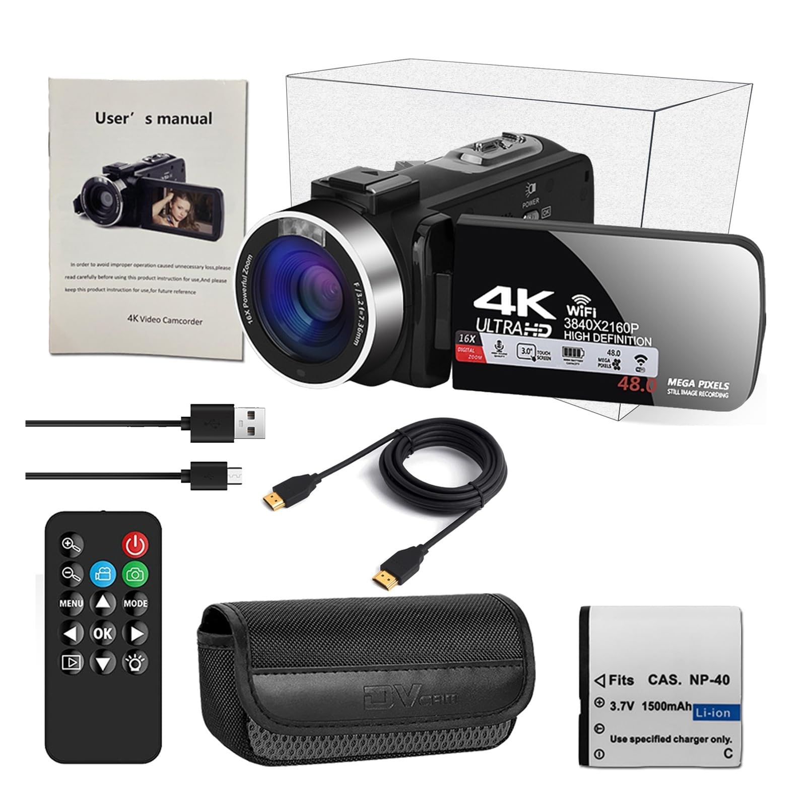 4k Digital Cameras Professional Camcorder for Vlog Video Camera WiFi 48MP 18X Zoom Webcam(Standard)-picture-15
