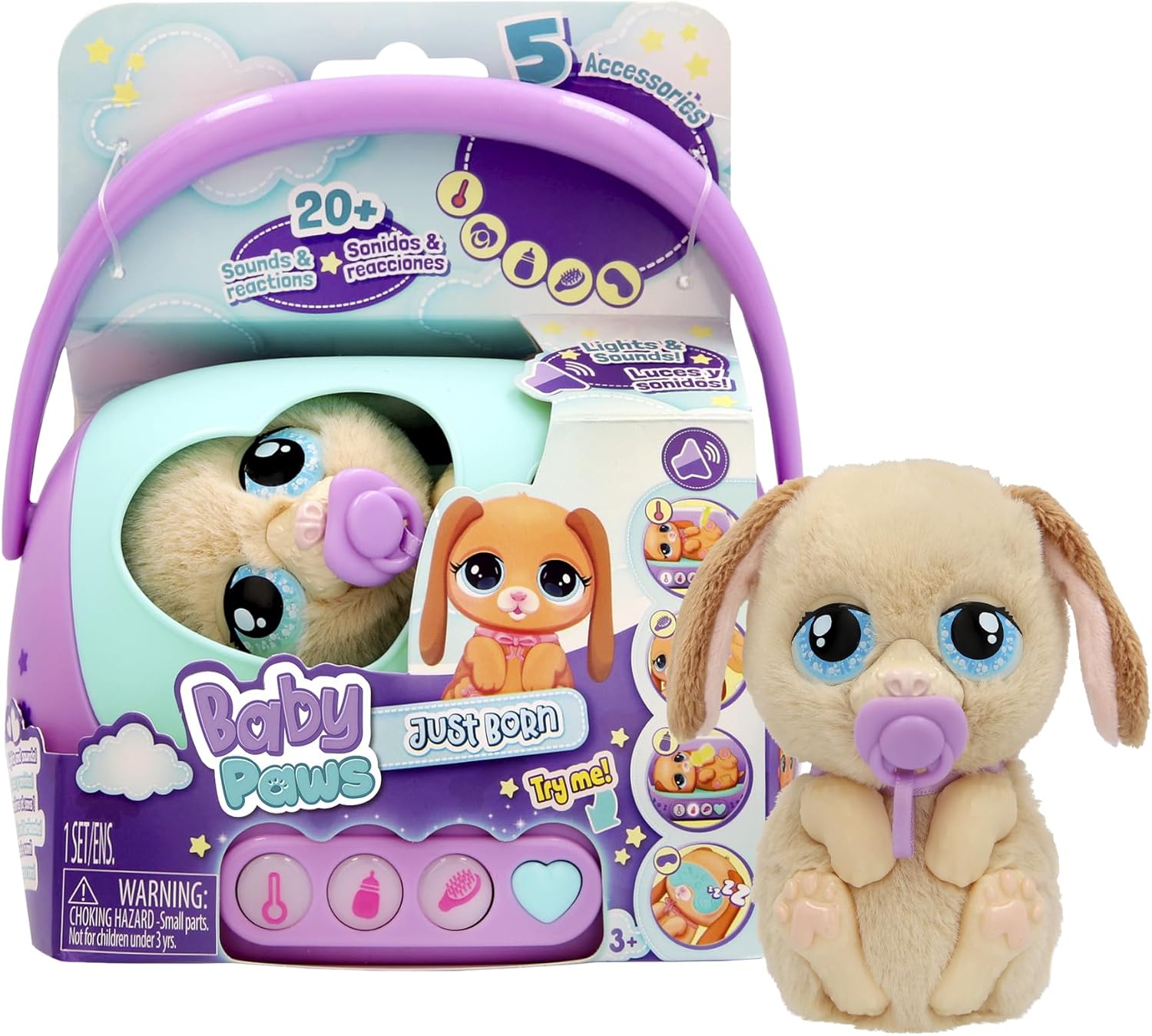Just Born Puppy Interactive Pets with an Electronic Transport Box with Many Functions from 3 Years
