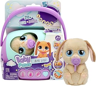 Baby Paws JUST Born Puppy INTERAKTIVE Haustiere Haustiere mit Einer elektronischen Transportbox mit vielen Funktionen Ab 3 Jahren