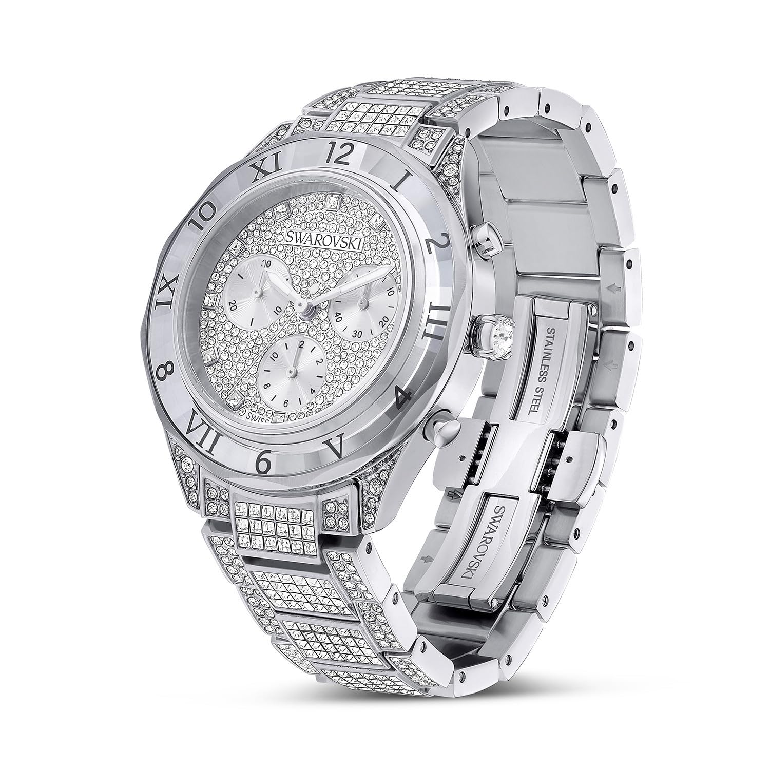 Swarovski Dextera Edelstahl Schweizer Uhr für Damen Silber, Silber, Klassisch