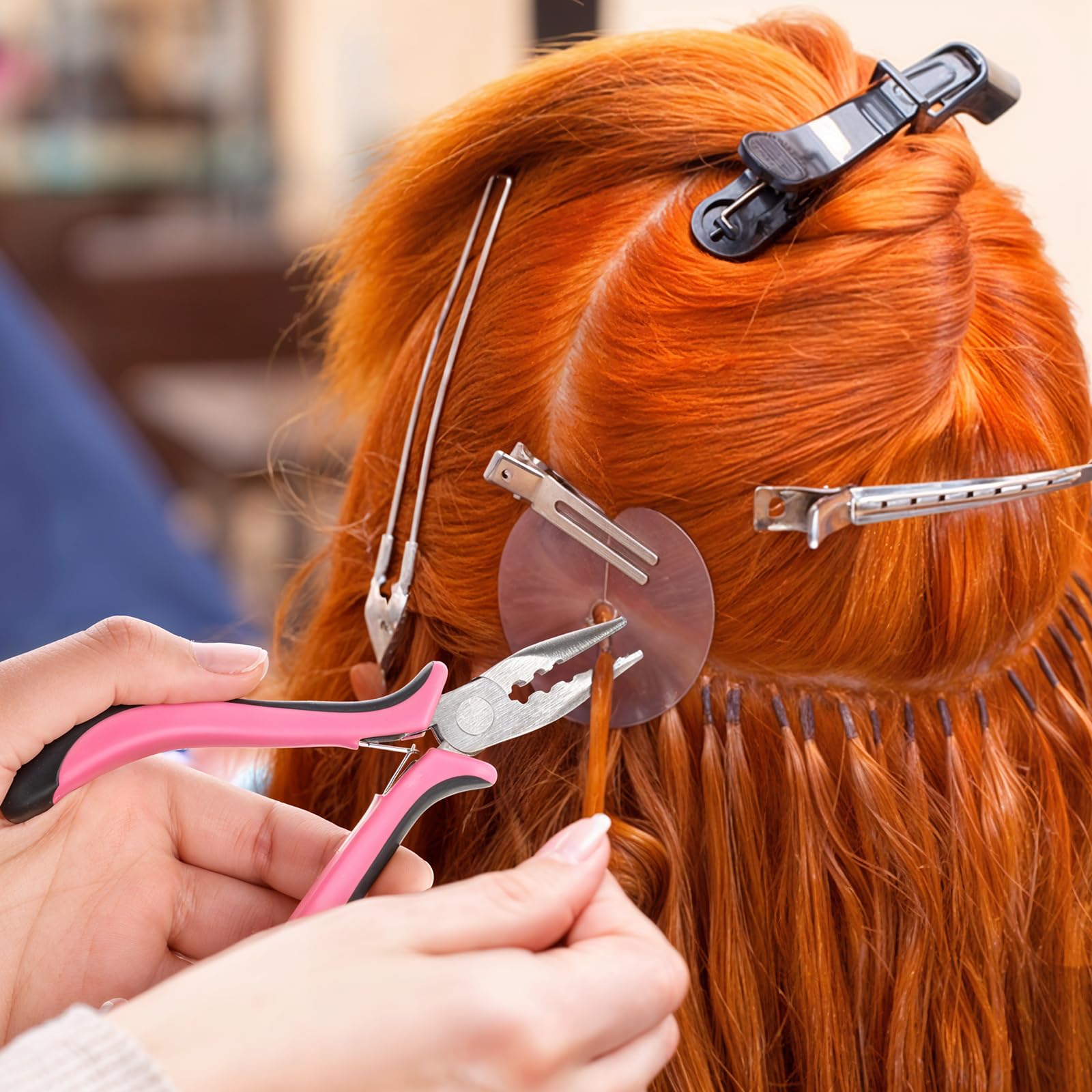 HaarverlängerungsZange 3 Loch Mini Hair Extensions Zange für Nanoringe und Microringe Microring Extensions Zubehör für Friseure und DIY Haarverlängerungen Entfernen von Bonding Extensions