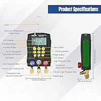 Vista 3 de BELEY Refrigeración Digital Manifold HVAC System Gauge Set, alta precisión de presión de vacío probador de fugas de temperatura dignostic Meter Kit