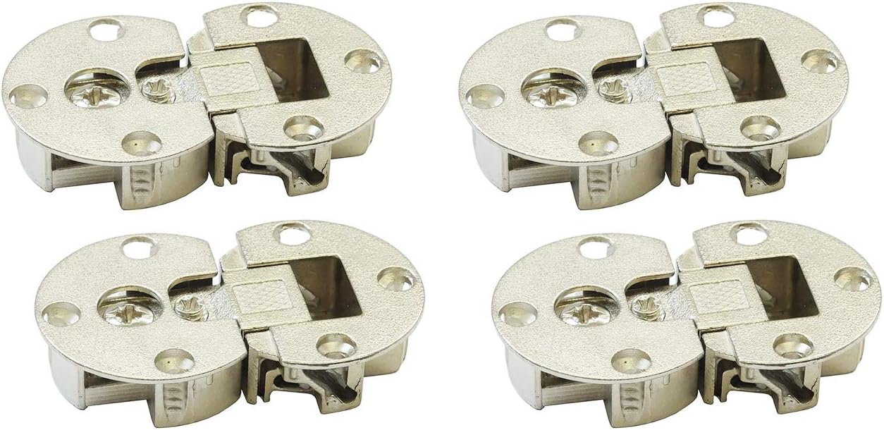LIKERAINY 90 Degree 3D Adjustable Flap Lid Concealed Hinge 35mm for Furniture Gate Cabinet Door Folding Holder Nickel-Plated Furniture Fittings Cupboard Wardrobe Hinges Pack of 4