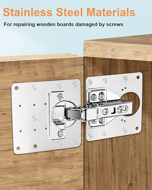 VANVNAV 10 Pcs Cabinet Hinge Repair Plate Kit with 60 Pcs Screws, Sliver by VANVNAV - Used condition - Image 2