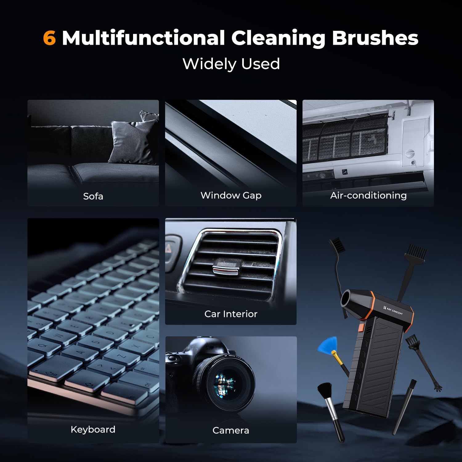 K&F CONCEPT 2025NEW Magnetic Compressed Air Duster, Electric Air Duster|300000RPM|3 Gear Adjustable|Super Wind Power|Rechargeable Brushless Motor|for Computer, Keyboard, Car, Home,Outdoor Cleaning - Image 6