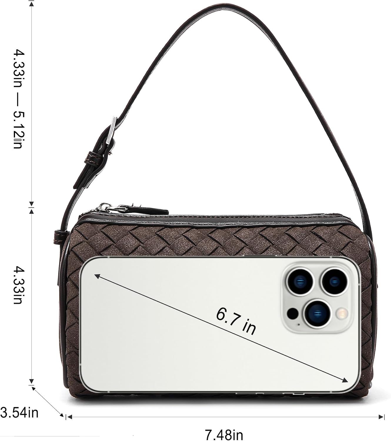 Mini Purse Woven Bag for Women: Vegan Leather Suede Shoulder Bag - Small Barrel Bag Little Crossbody Handbag