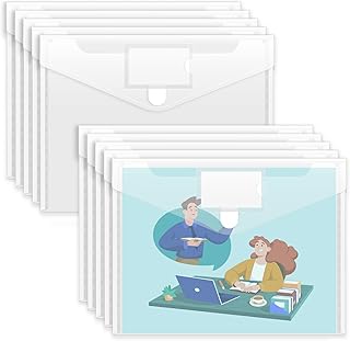 Sooez 10 Pack Plastic Envelopes File Folders, Clear Folder for Document ...