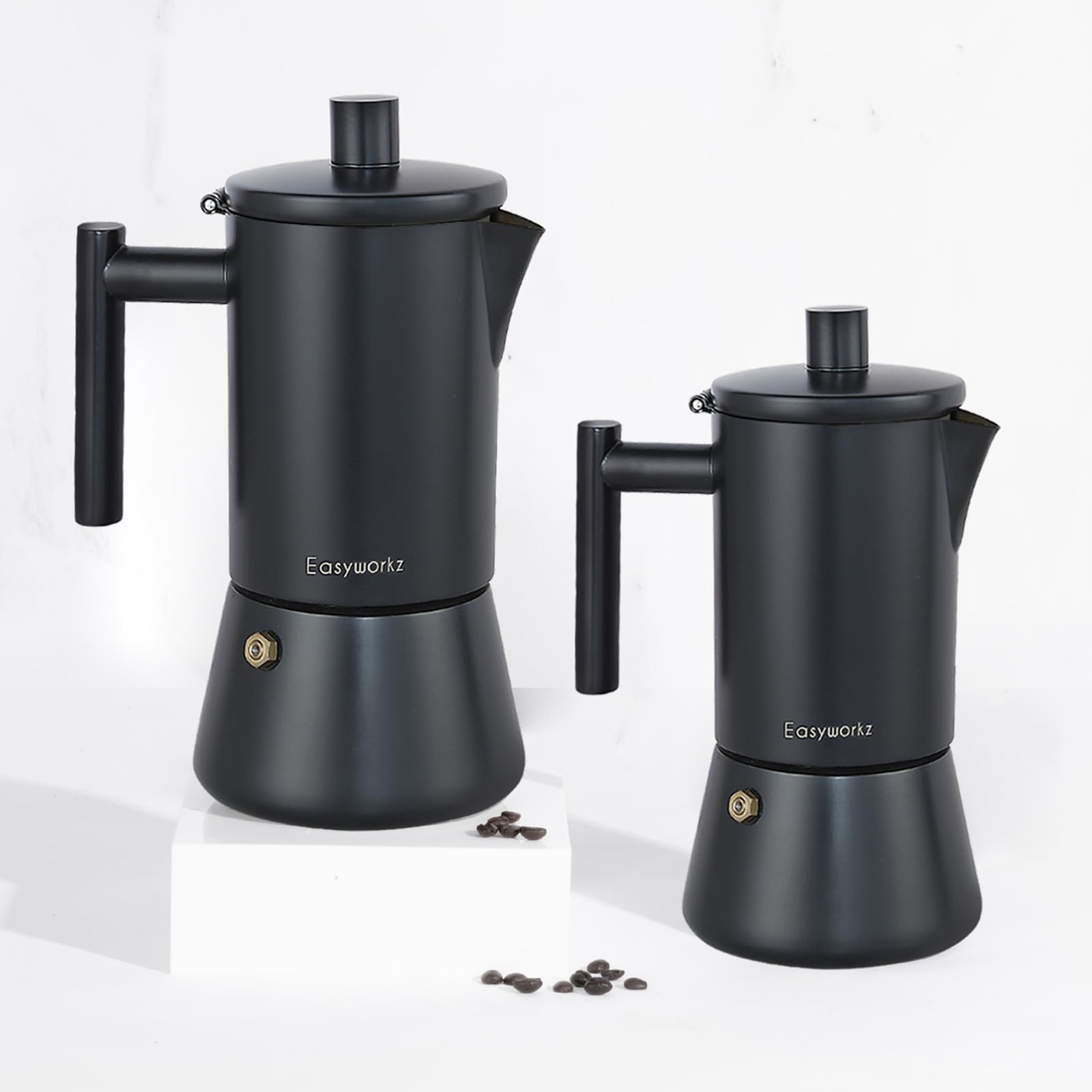 Easyworkz Diego Stovetop Espresso Maker Stal nierdzewna Włoski ekspres do kawy 12 filiżanek 520 ml Moka Pot Indukcyjny Espresso Pot - Matowa czerń