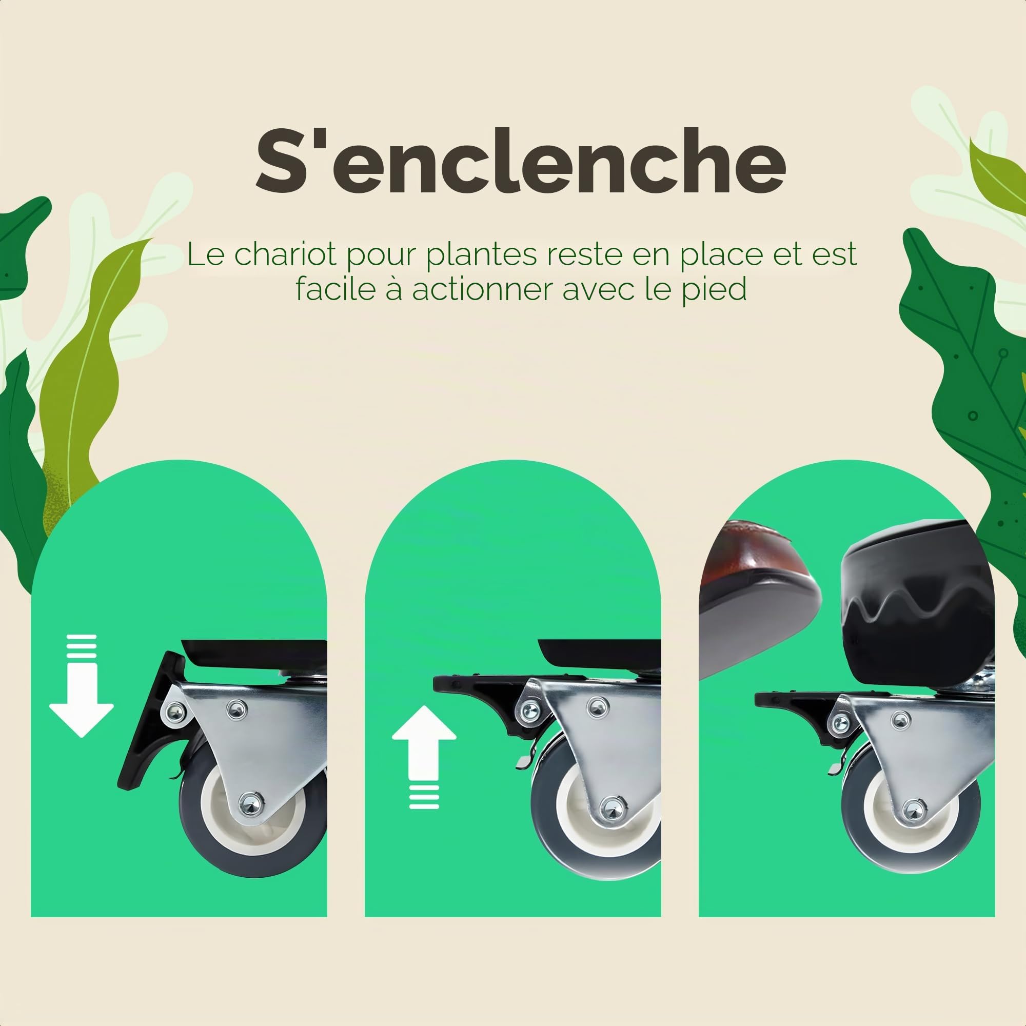 Sunny Tree Chariot pour plantes de qualité supérieure avec roulettes à 360 degrés pour une grande capacité de charge jusqu'à 300 kg, rond, réglable de 30 à 50 cm de diamètre