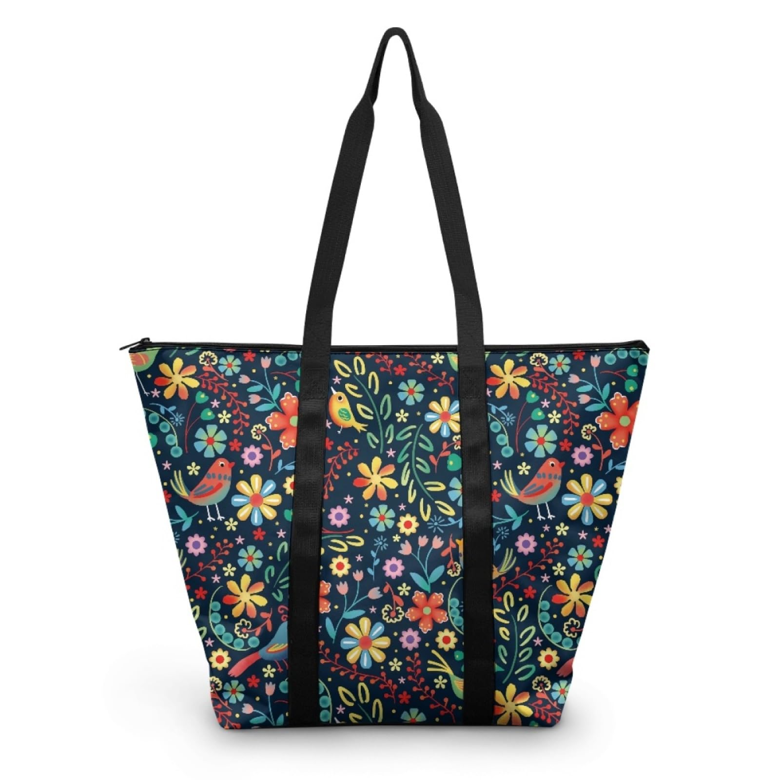 Tote Bag Tela Bolsas de Tela Poliéster Bolso de Mano de Mujer Reutilizable Bolsa Compra Plegable Tote Bag Cremallera Bolso Viaje Duradero Totebag