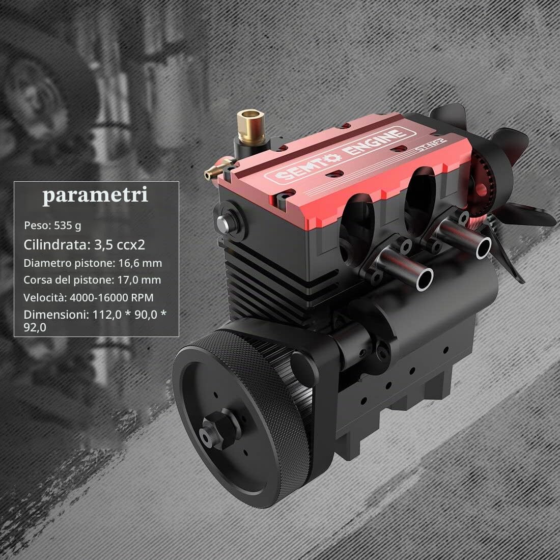 SEMTO Engine ST-NF2 L2 Motore a Quattro Tempi 7,0 cc Nitro con Kit di Accensione e Avviamento, Mini Motore a Combustione Interna Raffreddato ad Aria per Appassionati di Ingegneria e Adulti