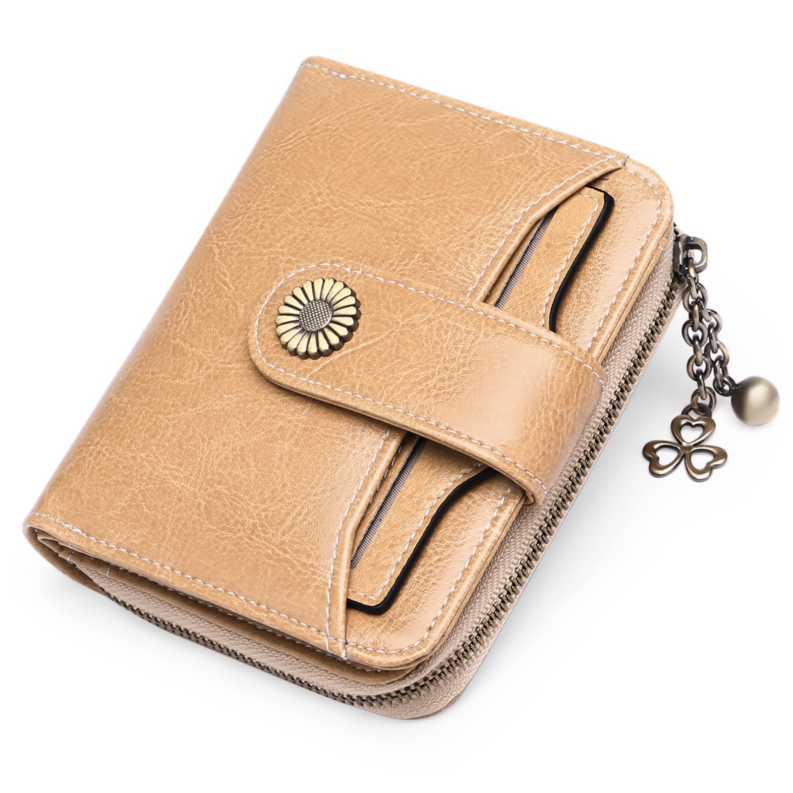 SENDEFN Purses for Women Genuine Leather Small Bifold Compact Womens Wallet with RFID Protection