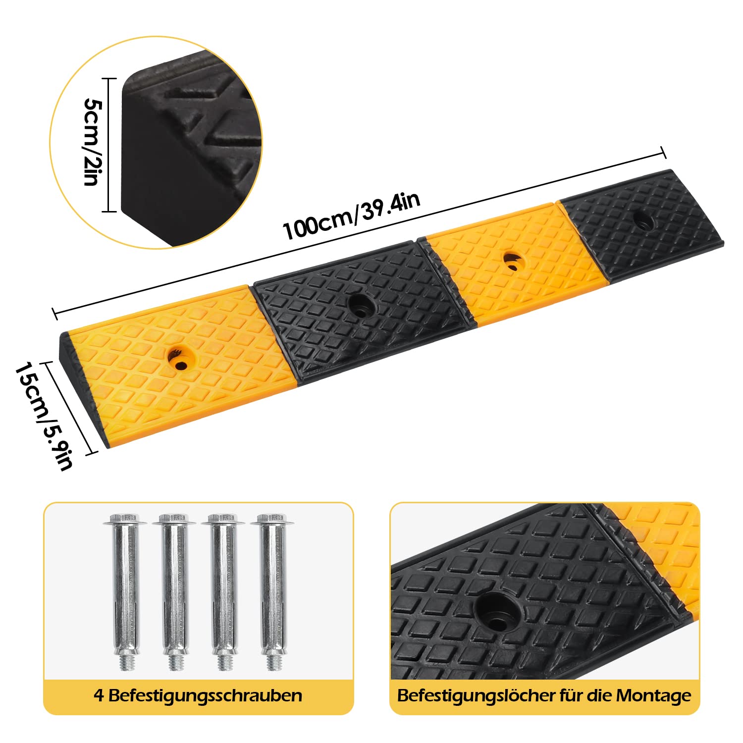 Rampa de bordillo de goma de 5 cm para automóviles, umbrales de puerta