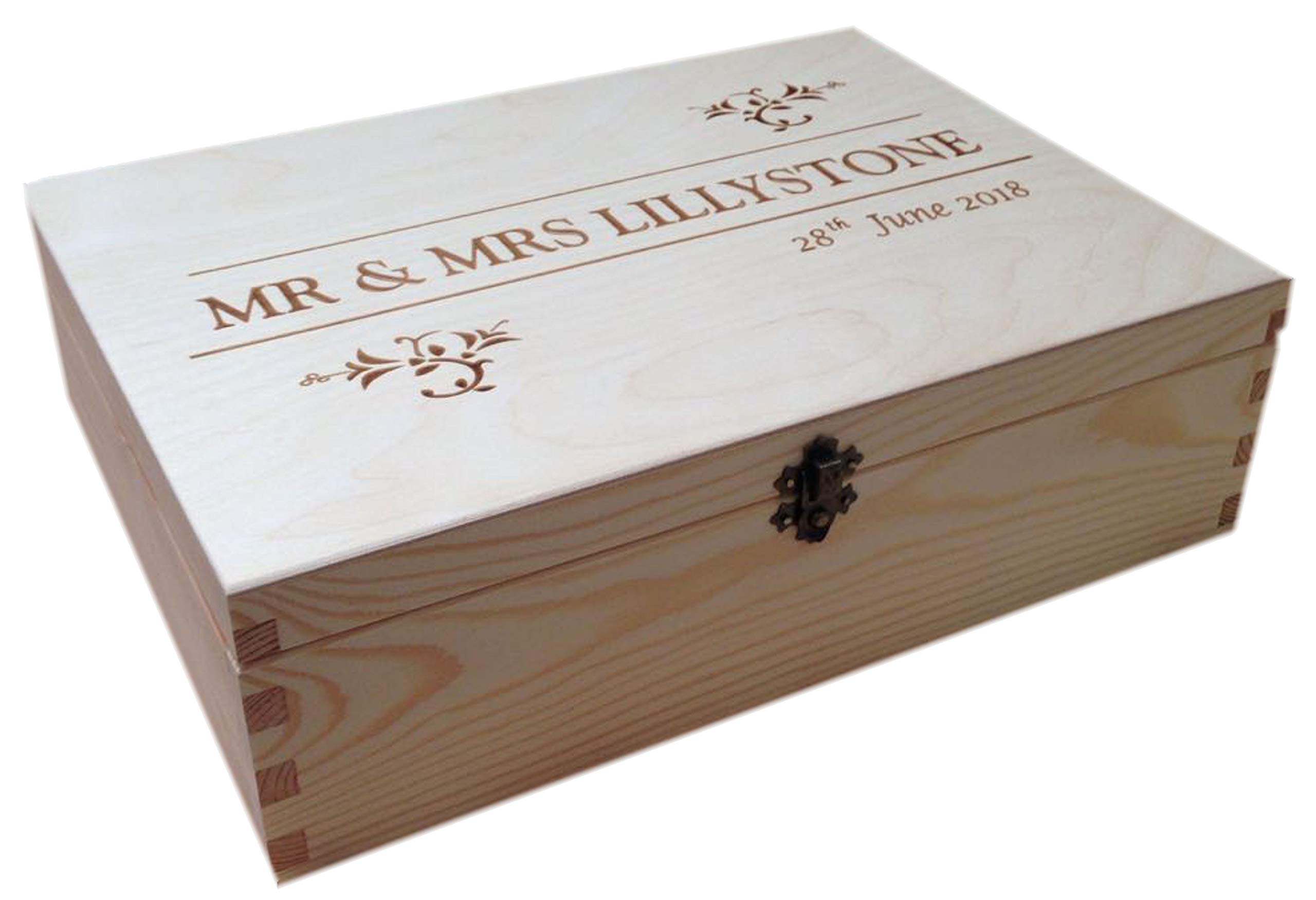 Personalised Wooden Box -Wedding Photos Bespoke Gift Made to Order Present Keepsake New Lasered Engraved Store Memories