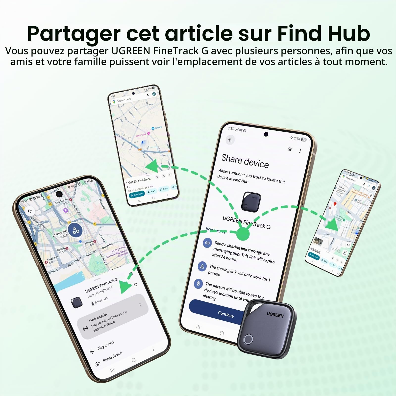 UGREEN FineTrack Slim G et FineTrack G Smart Tag Traceur Fonctionne avec Find Hub Android Uniquement