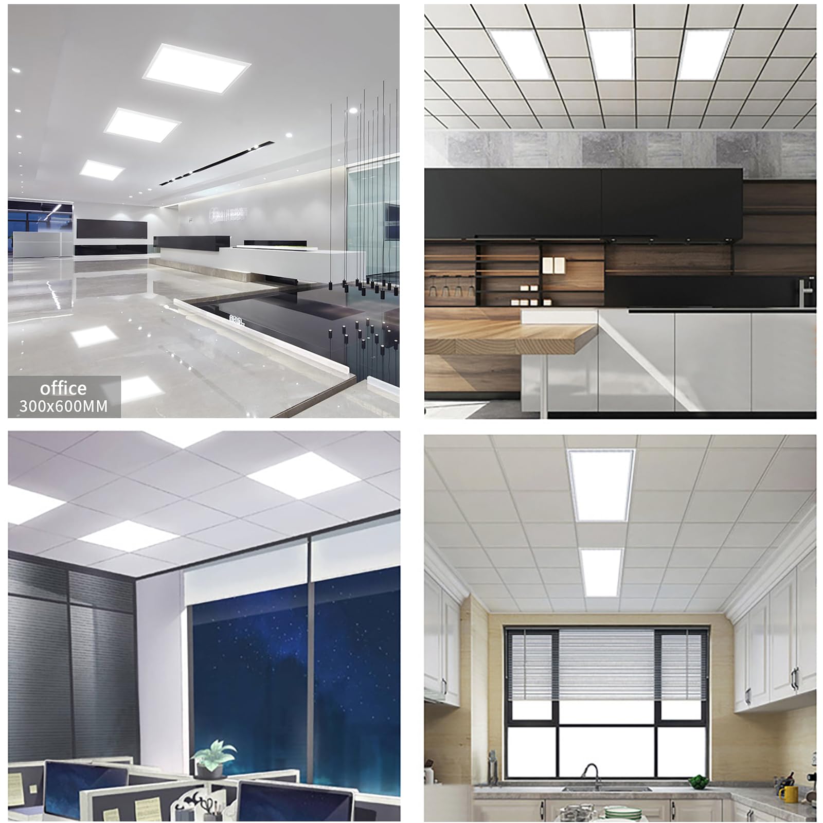 Pannello Luminoso A LED 30 Cm X 60 Cm, Plafoniera Ultra Sottile, Luce Bianca Fredda 6500K, Risparmio Energetico, Confezioni Da 10, 15 E 20 Pezzi Per Cucina, Ufficio, Negozio, Casa,30cm/11.8in × 60cm/2