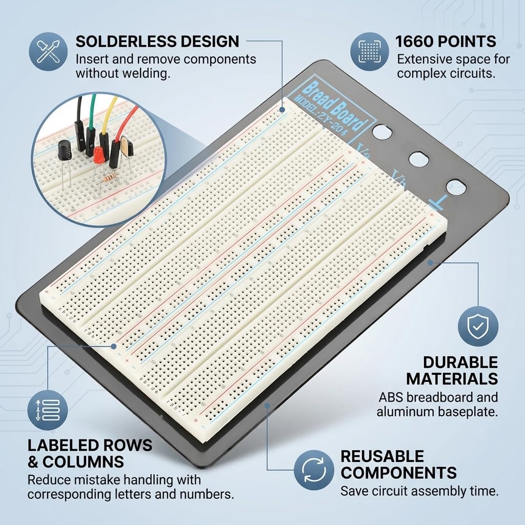 Sperimentazione Solderless Breadboard 1660 Punti Holes Plug-in Test breadboard Test del circuito di saldatura