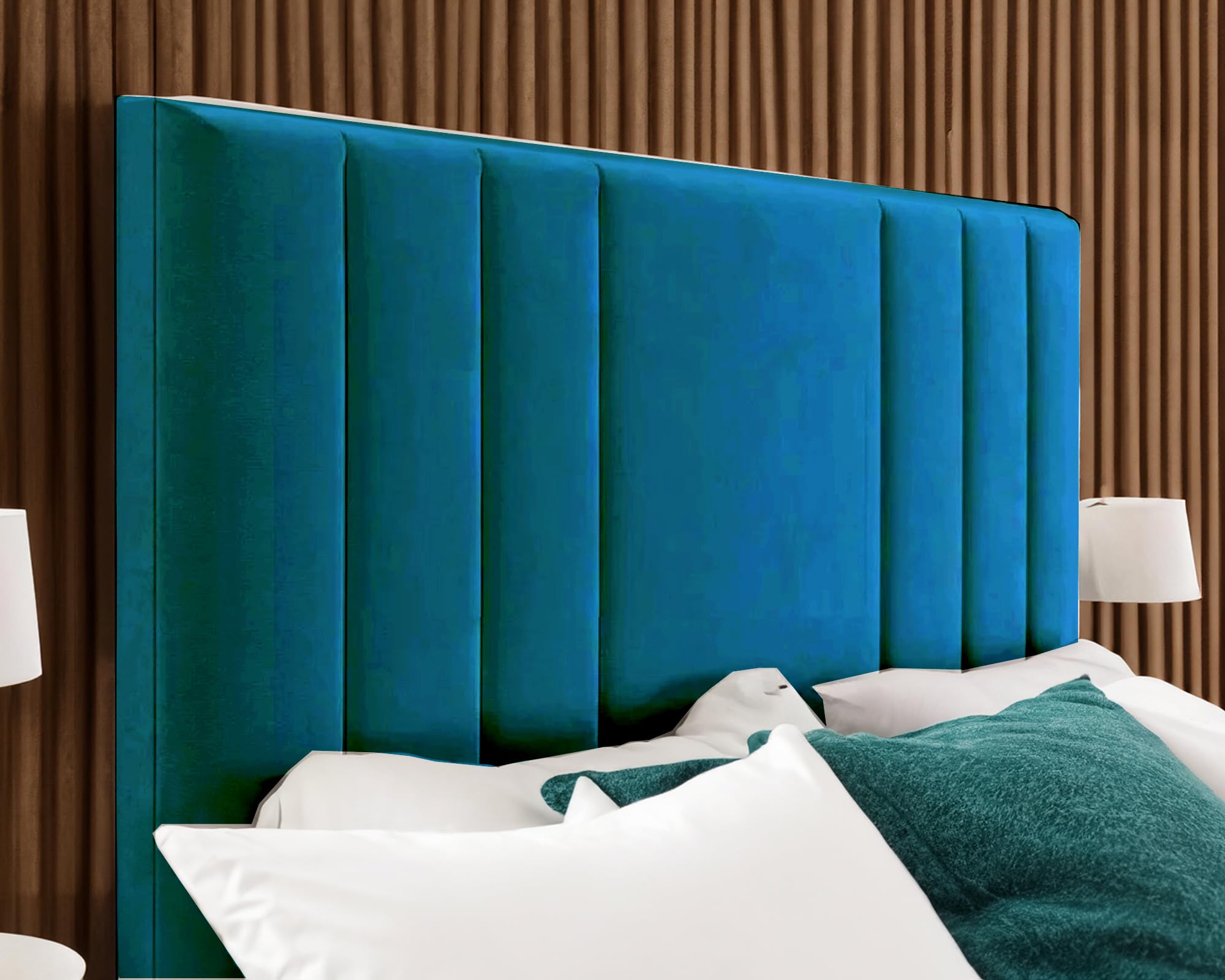 QUALITY RIO CHENILLE HEADBOARD - 2FT6, 3FT, 4FT, 4FT6, 5FT, 6FT SIZE HEADBOARD WITH 30" HEIGHT - BEAUTIFUL DESIGN DIVAN BED HEADBOARD (TEAL, 5FT KING SIZE)