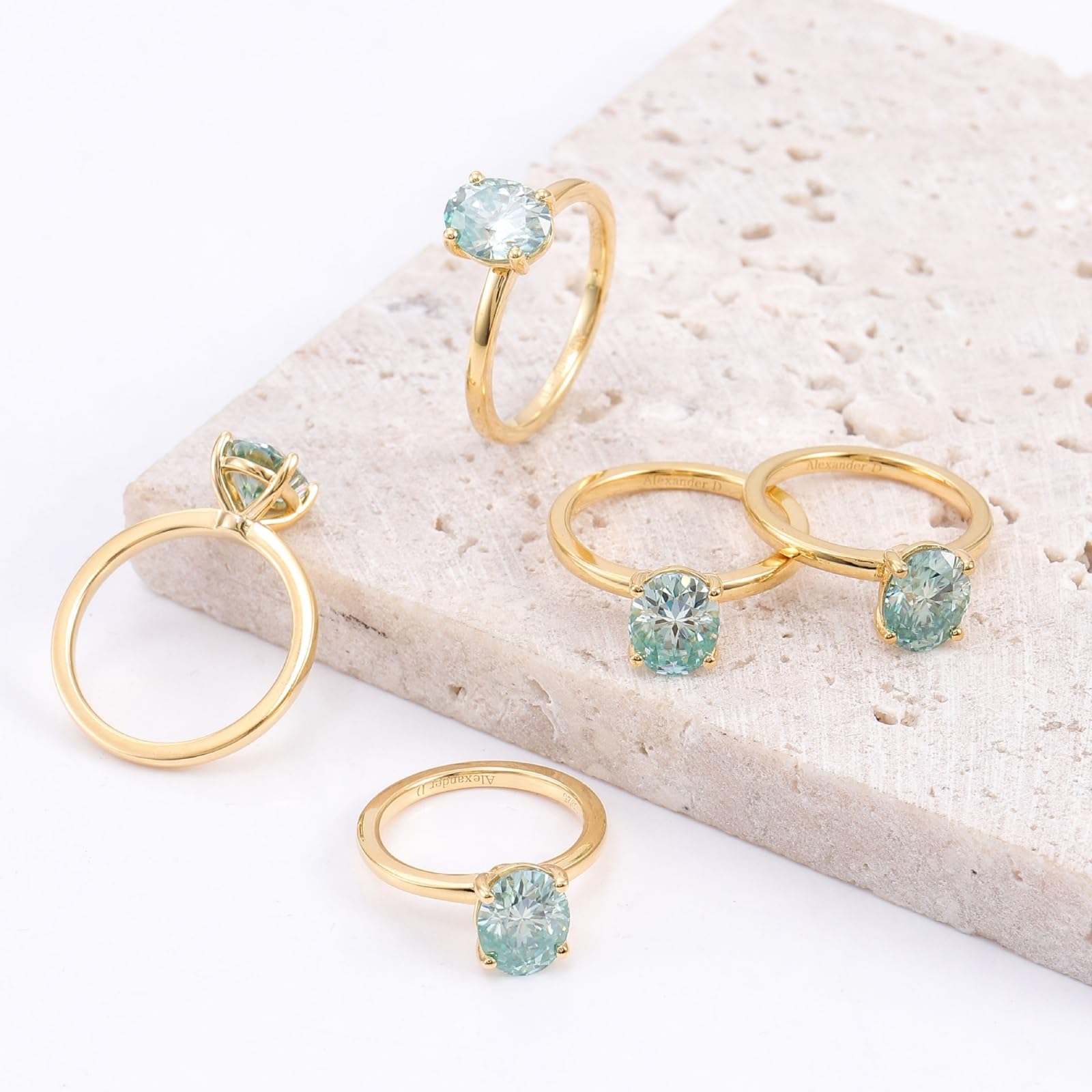 Anillo de banda para mujer, oro amarillo 375/585/750, 9 K/14 K/18 K, oro auténtico, anillo de compromiso, anillos de boda, solitario con grabado, alianzas con moissanite 2 ct para mujeres