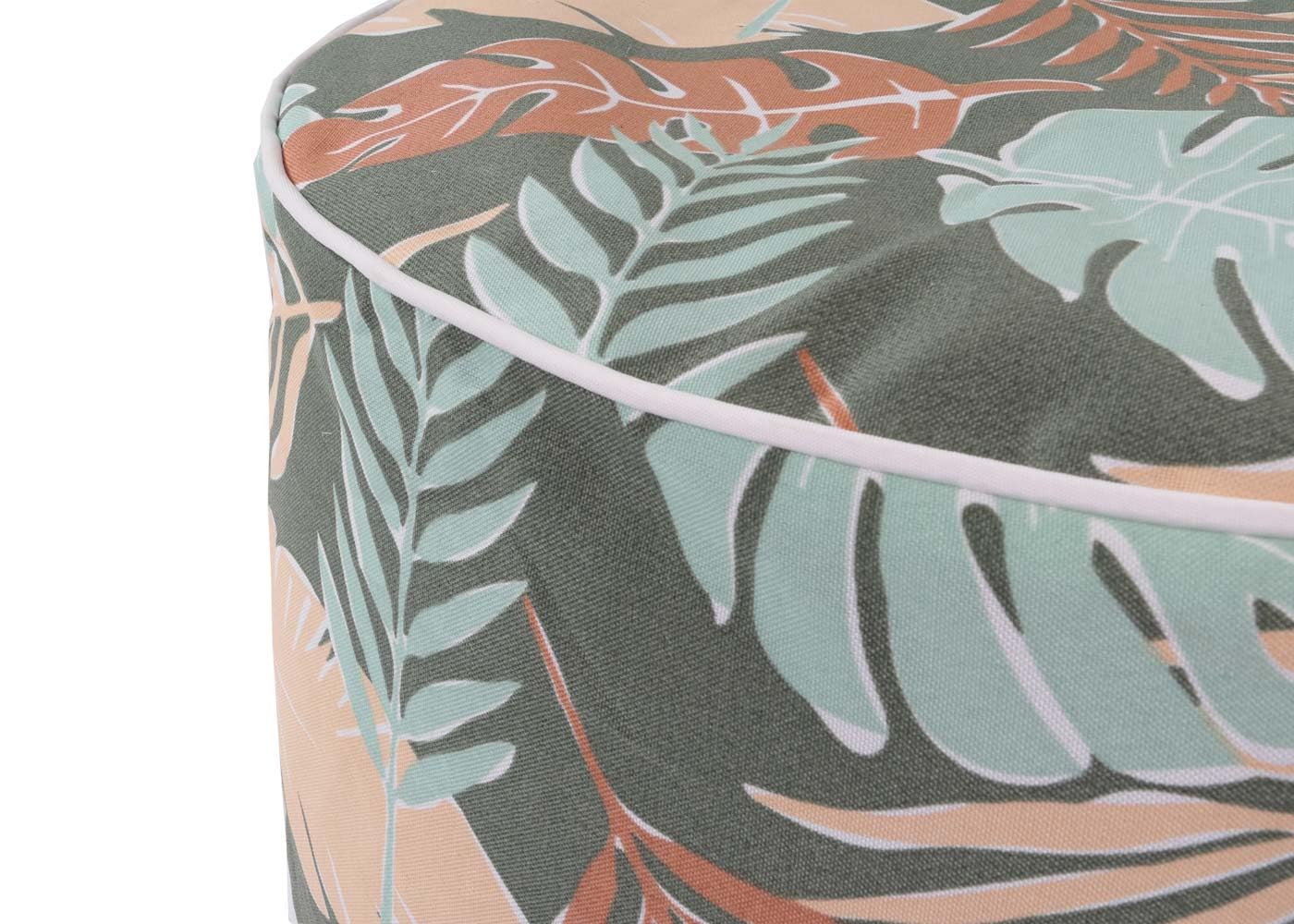 Mendler Pouf poggiapiedi Gonfiabile Interno Esterno HWC-G31 Spun Poly 55x55x29cm Foglie