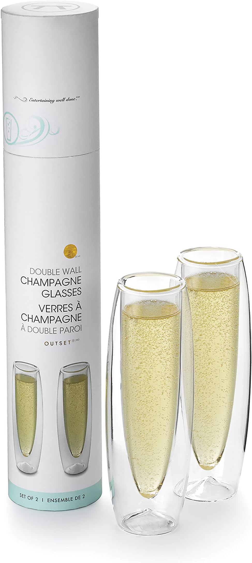 OutsetStemless Champagne Flutes Double Wall Glassware, Borosilicate Glass
