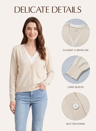 EVALESS Womens Sweaters Wool Blend Long Sleeve V Neck Pullover Tops