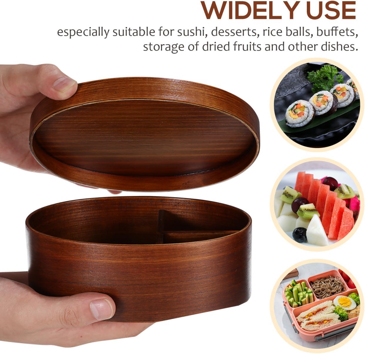 ABOOFAN 2pcs Japanese Bento Box Wood Splitter Lunch Box Japanese Food e Food Container Portable Lunch Containers Wood Sushi Bento e Style