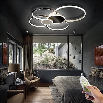 LOFIKEDI 30W Odern LED Ceiling Light, 27 Inch 4 Ring Design And