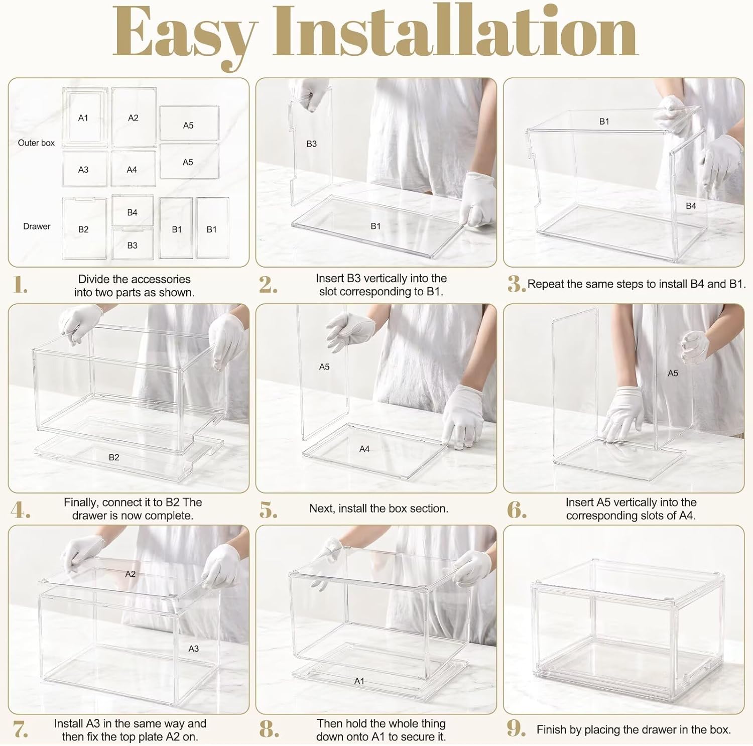 AZ.MIFENO Large Stackable Storage Drawers,Clear Thickened Drawer Organizers with Pull-Out Drawer for Skincare,Cosmetics, Ideal for Closet,Bathroom,Kitchen Undersink,Cabinet,Toy Organization (2 Packs)