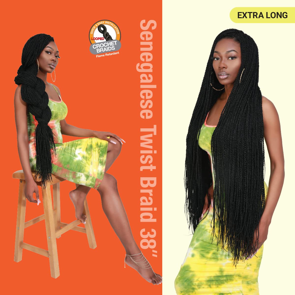 AU-THEN-TIC Senegalese Twist Crochet Braids Hair 38 Inch 8 Packs Small Mambo Twist 40 Strands/Pack Crochet Hair Pre-Stretched Pre-Looped Braiding Hair Extensions (38 Inch (8 Packs), 2-Dark Brown)
