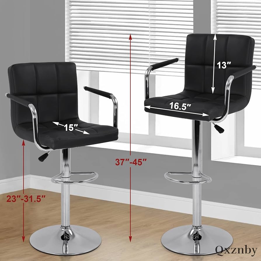 Ghế quầy bar GOLD06 16 Bar Stools Set of 2 Black Chairs With Arms, 360 Degree Swivel Counter Height Adjustable Stool With Back and PU Leather, Modern Island Chairs for Kitchen Dining Room Pub (Black) : Home & Kitchen - Amazon.com