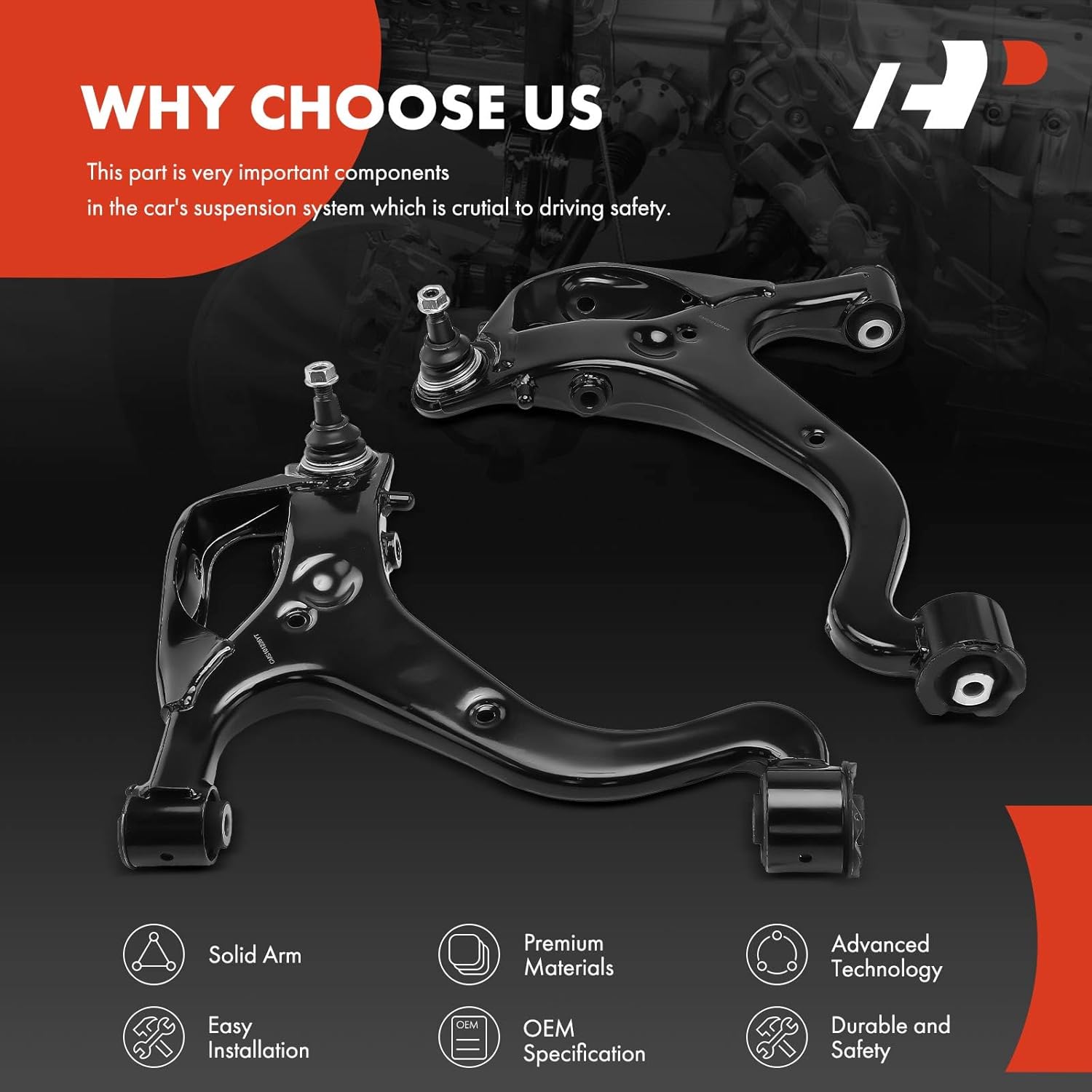 A-Premium 2 x Front Lower Control Arm, with Ball Joint & Bushing, Compatible with Land Rover LR4 2010-2016