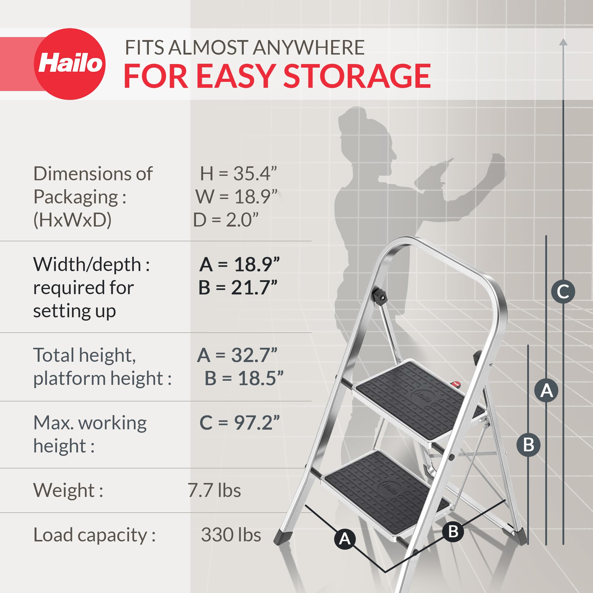 Amazon.com: HAILO K70 StandardLine 2-Step Ladder – Foldable Steel